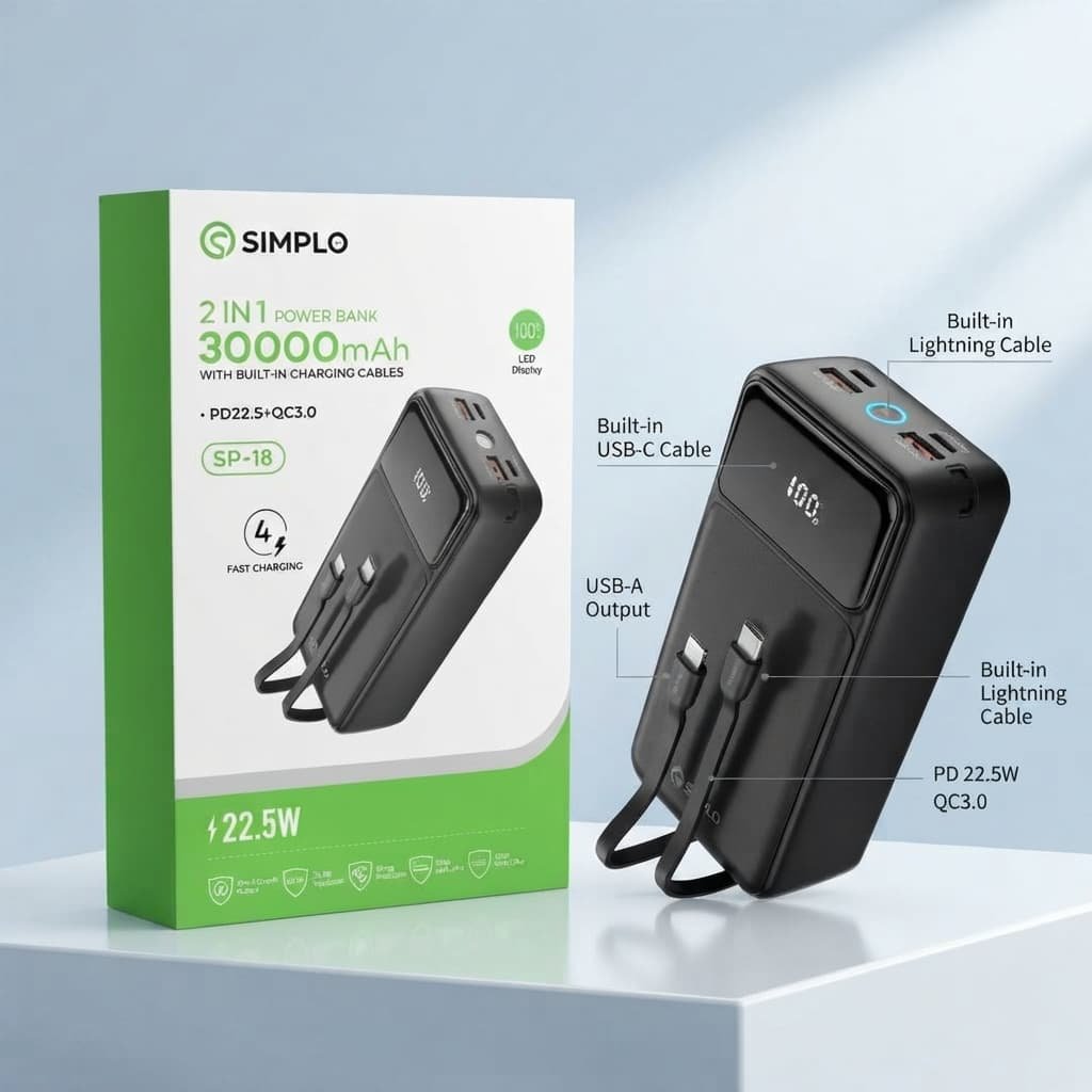 Simplo SP-18 30000mAh 2-in-1 Power Bank - Image 4