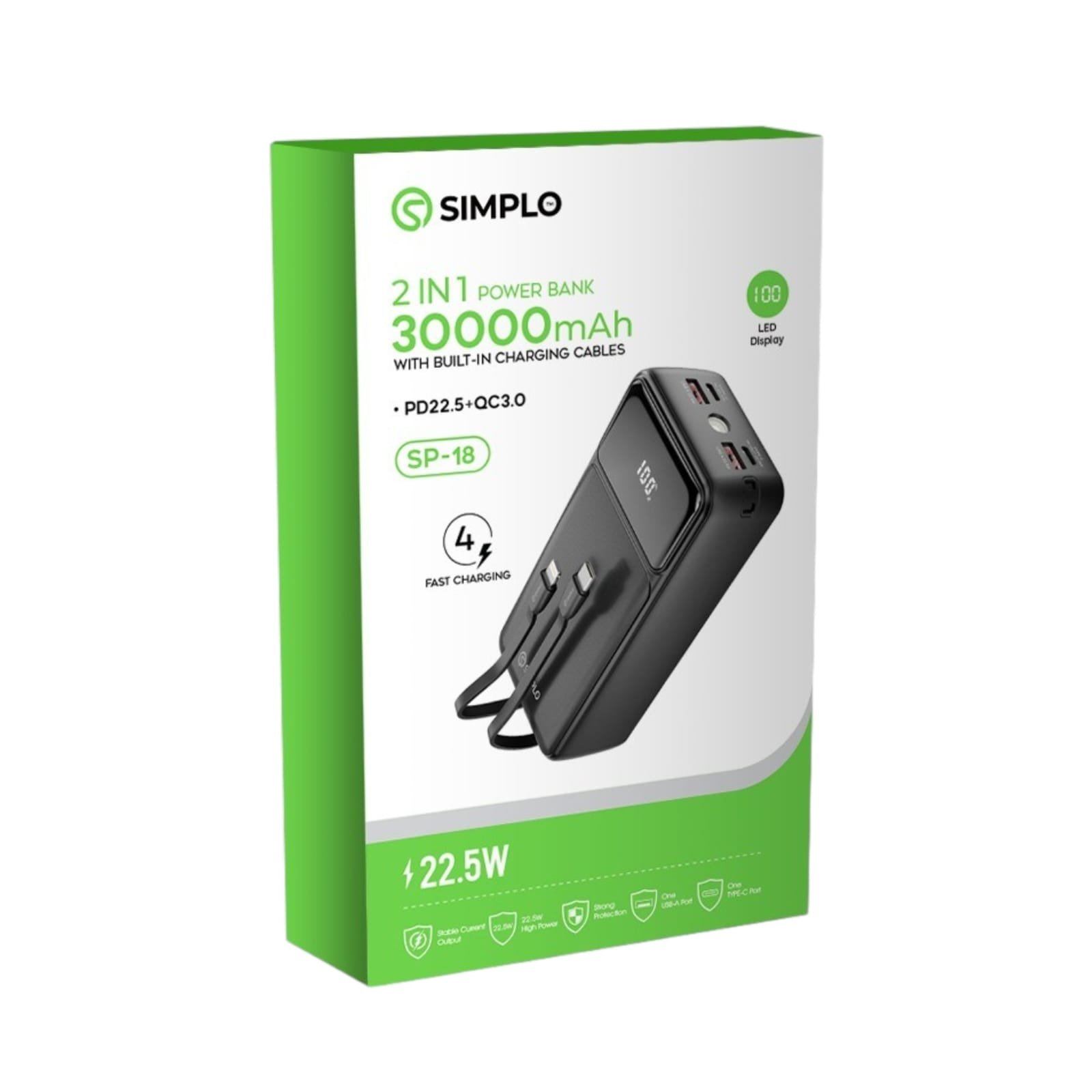 Simplo SP-18 30000mAh 2-in-1 Power Bank - Image 3